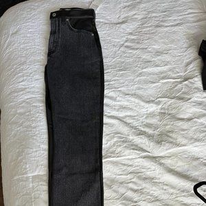 Abercrombie The Ankle Straight Ultra High Rise denim/leather
